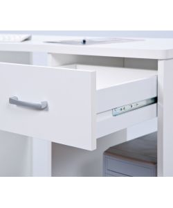 Scrivania Angolare Bianca con Libreria e Cassetto - 118x79x75 cm