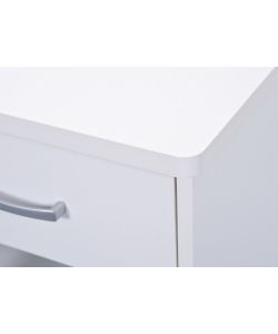 Scrivania Angolare Bianca con Libreria e Cassetto - 118x79x75 cm