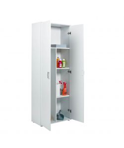 Good Living Armadio 2 Ante Bianco 70x34x189 cm con 4 Ripiani e Vano Porta Scope