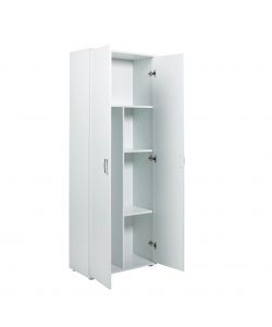 Good Living Armadio 2 Ante Bianco 70x34x189 cm con 4 Ripiani e Vano Porta Scope