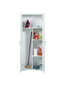 Good Living Armadio 2 Ante Bianco 70x34x189 cm con 4 Ripiani e Vano Porta Scope