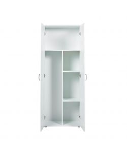 Good Living Armadio 2 Ante Bianco 70x34x189 cm con 4 Ripiani e Vano Porta Scope