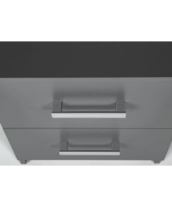 Inter Link Cassettiera Grigia in Laminato con 2 Cassetti - 41,2x40x58 cm