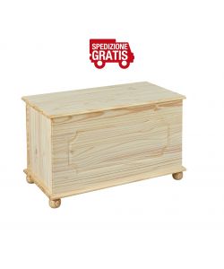 Inter Link Panca Contenitore Emel in Pino Massello Naturale 89x47x53 cm - Stile Classico