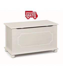 Inter Link Panca Emel Weiss 89x47x53 cm Bianco - Panca Contenitore in Legno Massello