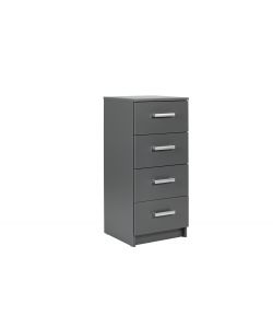 Inter Link Cassettiera 4 Cassetti Laminato Grigio 41,2x40x91,5 cm - Maniglia Metallo