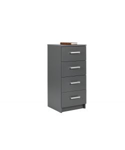 Inter Link Cassettiera 4 Cassetti Laminato Grigio 41,2x40x91,5 cm - Maniglia Metallo