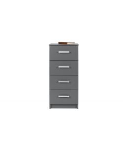 Inter Link Cassettiera 4 Cassetti Laminato Grigio 41,2x40x91,5 cm - Maniglia Metallo