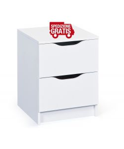 Cassettiera Bianco 2 Cassetti 40x40x50 cm - Struttura Laminato - Montaggio Facile