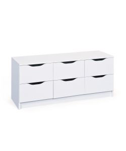 Cassettiera Moderna - 6 Cassetti - Laminato Bianco - 120x40x50 cm