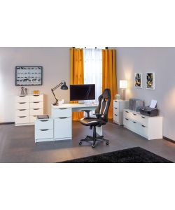 Cassettiera Moderna - 6 Cassetti - Laminato Bianco - 120x40x50 cm