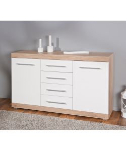 Credenza 2 ante e 4 cassetti Lublin Rovere/Bianco