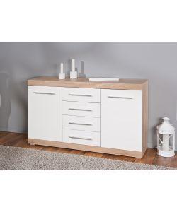 Credenza 2 ante e 4 cassetti Lublin Rovere/Bianco