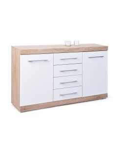 Credenza 2 ante e 4 cassetti Lublin Rovere/Bianco