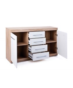 Credenza 2 ante e 4 cassetti Lublin Rovere/Bianco