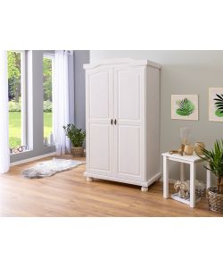 Hedda Armadio 2 Ante in Pino Massello Bianco - 104x56x180 cm