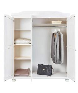 Armadio Classico Bastian in Pino Massello Bianco - 150x56x180 cm