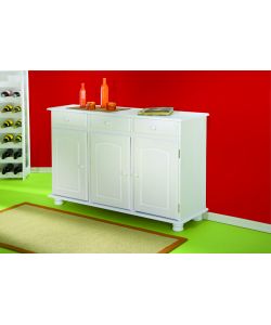 Credenza Livio in Pino Massello Bianco - 130x43x87 cm