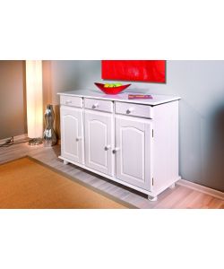 Credenza Livio in Pino Massello Bianco - 130x43x87 cm