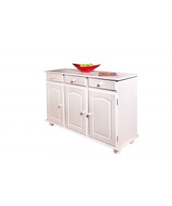 Credenza Livio in Pino Massello Bianco - 130x43x87 cm
