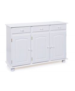 Credenza Livio in Pino Massello Bianco - 130x43x87 cm