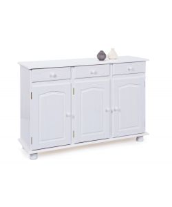 Credenza Livio in Pino Massello Bianco - 130x43x87 cm