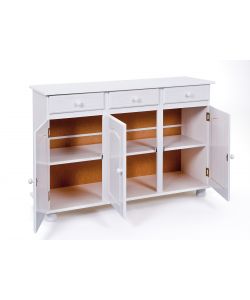 Credenza Livio in Pino Massello Bianco - 130x43x87 cm
