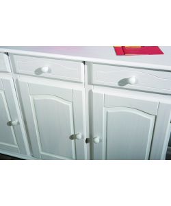 Credenza Livio in Pino Massello Bianco - 130x43x87 cm