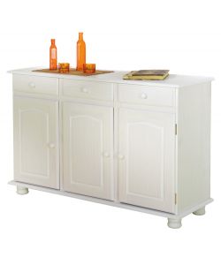 Credenza Livio in Pino Massello Bianco - 130x43x87 cm