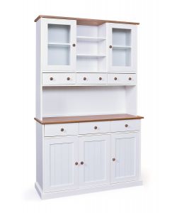 Credenza 3 e 2 ante 131 x 45 x 205 Bianco e Top Marrone