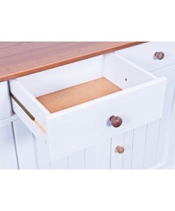 Credenza 3 e 2 ante 131 x 45 x 205 Bianco e Top Marrone