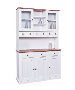 Credenza 3 e 2 ante 131 x 45 x 205 Bianco e Top Marrone