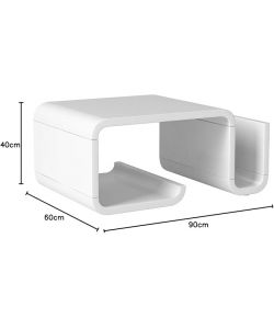 Tavolino Porta Riviste Zara Bianco 90x60xH40cm - Design Moderno