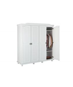 Inter Link Armadio Elegante in Pino Massello Bianco - 197x198 cm