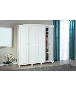 Inter Link Armadio Elegante in Pino Massello Bianco - 197x198 cm