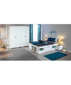 Inter Link Armadio Elegante in Pino Massello Bianco - 197x198 cm