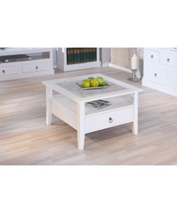 Tavolino Provence 75 x 75 x 45 Bianco Top Vetro