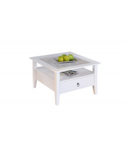 Tavolino Provence 75 x 75 x 45 Bianco Top Vetro