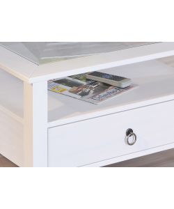 Tavolino Provence 75 x 75 x 45 Bianco Top Vetro