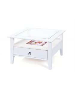 Tavolino Provence 75 x 75 x 45 Bianco Top Vetro