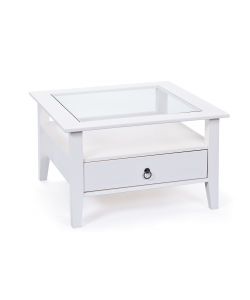 Tavolino Provence 75 x 75 x 45 Bianco Top Vetro