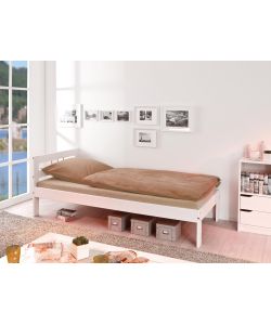 Fana Letto Singolo in Pino Massello Bianco 90x200 cm - Stile Moderno