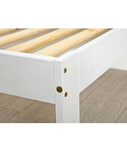 Fana Letto Singolo in Pino Massello Bianco 90x200 cm - Stile Moderno