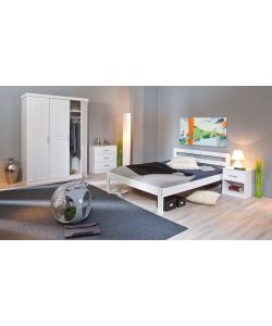 Fana Letto Singolo in Pino Massello Bianco 90x200 cm - Stile Moderno