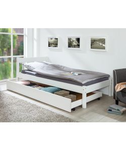 Inter Link Cassetto Estraibile Bianco 200 cm - Secondo Letto con Ruote - L 194 x P 94 x H 22 cm