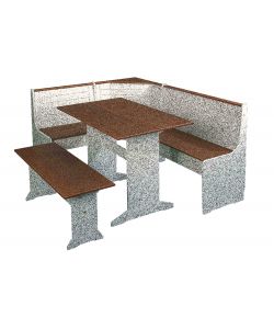 Inter Link Pino Massello Panca Bianco Marrone 110x37x45 - Buffet 2 Ante + 2 Cassetti 90x45x86H - Pino Massello Verniciato Ad Acqua Grigio + Top Marrone Seppia