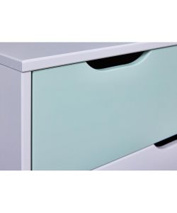 Cassettiera Prati 5 cassetti legno massiccio salvia pastello 82x40x92 cm