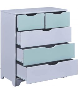 Cassettiera Prati 5 cassetti legno massiccio salvia pastello 82x40x92 cm