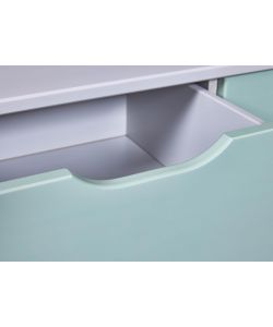Cassettiera Prati 5 cassetti legno massiccio salvia pastello 82x40x92 cm
