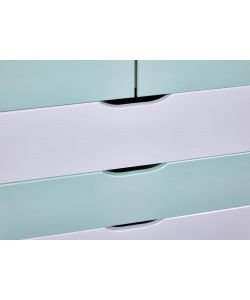 Cassettiera Prati 5 cassetti legno massiccio salvia pastello 82x40x92 cm